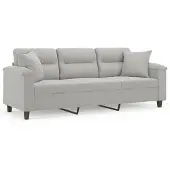 vidaXL Canapé 3 places avec coussins gris clair 180 cm Tissu microfibre