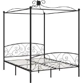 vidaXL Châssis de lit à baldaquin noir métal 160 x 200 cm