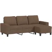 vidaXL Canapé 3 places avec pouf Marron 180 cm Tissu