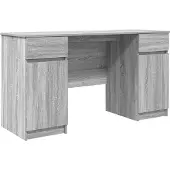 vidaXL Bureau , gris Sonoma, panneaux de particules, 140 x 49 x 76 cm