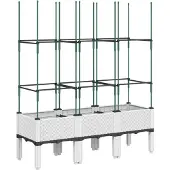vidaXL Jardinière avec treillis blanc 120x40x142,5 cm PP
