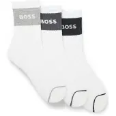 BOSS Lot de trois paires de chaussettes courtes en coton mélangé