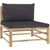 vidaXL Ensemble de salon de jardin 3 pièces avec coussins gris foncé en bambou