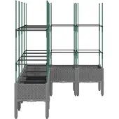 vidaXL Jardinière avec treillis gris clair 160x120x142,5 cm PP