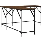 vidaXL Bureau brun imitation chêne 149x149x75 cm Matériau dérivé du bois