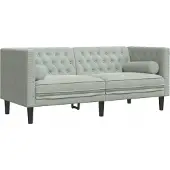 vidaXL Canapé Chesterfield avec traversins 2 places gris clair velours