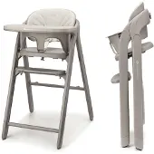 Kinderkraft TINO – Chaise haute 3 en 1 jusqu'à 110 kg, pliable, harnais à 5 points, plateau amovible, chaise pour enfants et adultes, beige