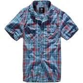 Brandit Chemise 'Roadstar' bleu fumé / rouge feu / blanc