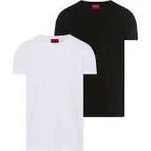 HUGO T-Shirt 'Round' noir / blanc