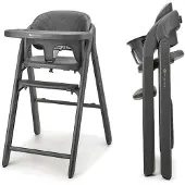 Kinderkraft TINO – Chaise haute 3-en-1 jusqu'à 110 kg, pliable, harnais à 5 points, plateau amovible, chaise pour enfants et adultes, gris