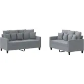 vidaXL Ensemble de canapés 2 pièces avec coussins Tissu gris clair