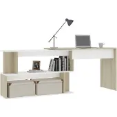 Natur24 Bureau d'angle panneau de particules 200 x 76 x 50 aspect chêne blanc