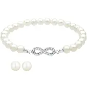 Elli Parure de bijoux 'Infinity' argent / blanc perle