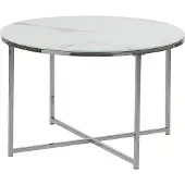 Beliani Table Basse Effet Marbre Blanc Structure Argentée Quincy