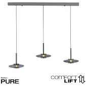 Paul Neuhaus Lampe suspendue 3 lumières Pure Vitrum conception gris