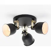 LumenXL Plafonnier moderne noir mat, intérieur blanc, 3 lumières - Laredo