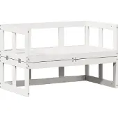 vidaXL Canapé de jardin 2 en 1 Extensible Blanc Pin massif
