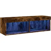vidaXL Armoire TV avec lampes LED chêne fumé 100x30x30 cm