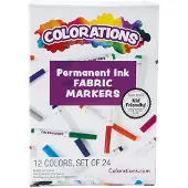 Colorations - Feutres textiles permanents, 12 couleurs - 24 pièces