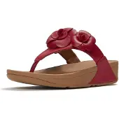 FitFlop pour femme. A4N-D47 Sandales en cuir Lulu Flower Toe-Post rouge (36), 3 à 5 cm, Aucun, Casuel, Bordeaux