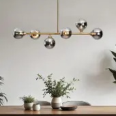 LumenXL Lampe suspendue Aster - or avec verre fumé et effet miroir