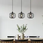 LumenXL Lampe suspendue Dilan avec verre fumé, 3-lumières - noir