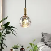 LumenXL Lampe suspendue à 1 lumière Lewis avec verre ondulé