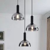 LumenXL Lampe suspendue noire avec verre fumé, 3-lumières - Fares