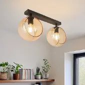 LumenXL Plafonnier en verre ambré rond, 2 lumières - Orbitique