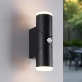 LumenXL Applique d'extérieur moderne noire avec LED et capteur - Tess