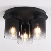 LumenXL Plafonnier noir Lyo en verre fumé avec dégradé, 3 lumières