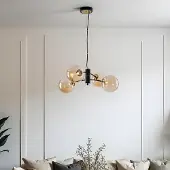 LumenXL Lampe suspendue Firenze avec verre ambré, 4 lumières