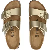 Birkenstock pour femme. 1016111 Sandales Arizona Birko-Flor (Coupe Étroite) doré (36), Plat, Aucun, Casuel