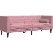 vidaXL Ensemble de canapé Chesterfield 2 pièces avec traversins Rose velours