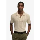 Superdry Knitted Texture Short Sleeve Polo Beige 3XL Homme