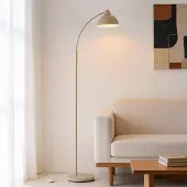 LumenXL Lampe arc sur pied Arc avec abat-jour métallique beige
