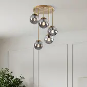 LumenXL Plafonnier rond or avec verre fumé, 5 lumières - Carat