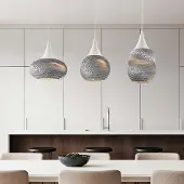 LumenXL Lampe suspendue moderne en carton Folia, 3-lumières - blanc