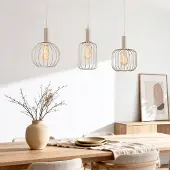 LumenXL Suspension à 3 lumières Nudee avec abat-jours métalliques beiges
