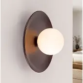 LumenXL Applique murale Ruva en bois foncé et verre blanc laiteux