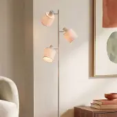 LumenXL Lampadaire beige Avane à 3 lumières avec abat-jours en lin réglables