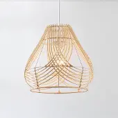 LumenXL Lampe suspendue en rotin Kima avec abat-jour naturel tressé