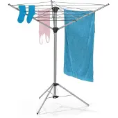 DS Produkte EASYmaxx Séchoir parapluie pliable pour l'intérieur et l'extérieur Résistant aux intempéries Léger 4 niveaux Réglable en hauteur Aluminium 140x101x121cm