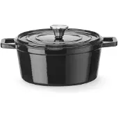 Hendi Casserole en fonte émaillée, , 3,7 L, noire, 317 x 240 x (H) 105 mm