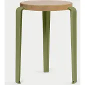 TIPTOE Lou Tabouret en bois Khaki Green | Solid Oak