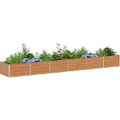 vidaXL Lit surélevé brun clair 480 x 80 x 45 cm Acier galvanisé
