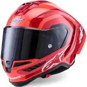 Alpinestars Supertech S-R10 Arius, casque intégral ,Rouge/Rouge Foncé/Blanc/Carbone ,XS