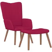 vidaXL Chaise de relaxation avec repose-pied Rouge bordeaux Velours