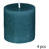 Atmosphera Lot de 4 Bougies Votive Rustique Bleu canard D 4.5 cm