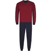 Hajo Pyjama long bleu marine / rouge / rouge vif